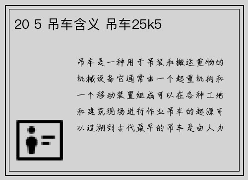 20 5 吊车含义 吊车25k5